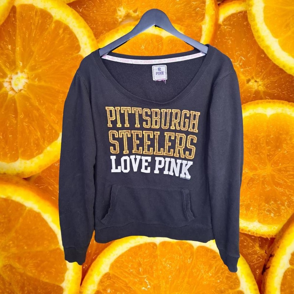 Pink Pittsburgh Steelers Love Pink‎ Sweatshirt with Front Pocket